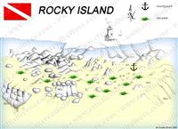 Croatia Divers - Dive Site Map of Rocky Island